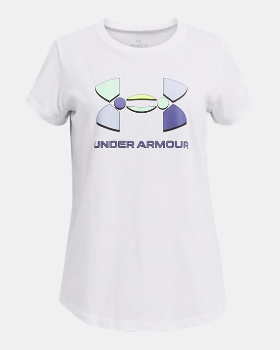 Girls' UA Colorblock Big Logo Short Sleeve, White, pdpMainDesktop image number 0